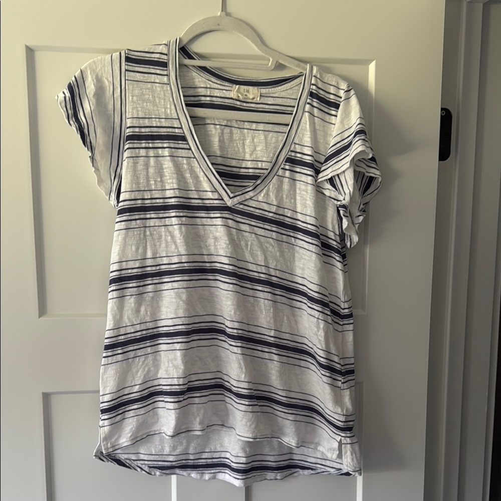 Anthropologie (T.la) Striped V-Neck Women's Top